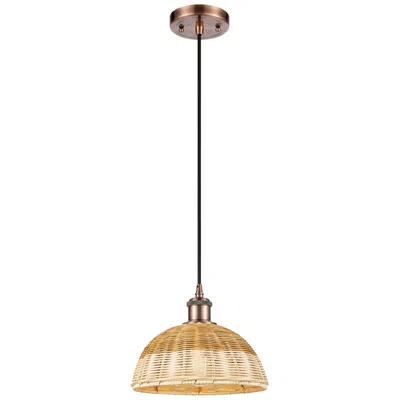 Innovations Lighting Ballston Bristol Natural Ii 9"w Antique Copper Cord Hung Mini Pendant