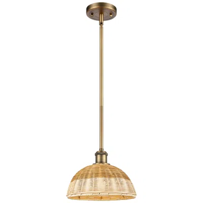 Innovations Lighting Ballston Bristol Natural Ii 9"w Brushed Brass Stem Hung Mini Pendant