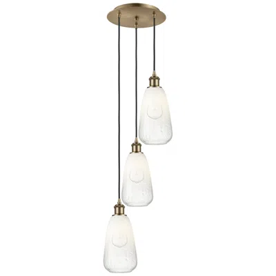 Innovations Lighting Ballston Brookhaven Almond 13"w 3-lt Brass Cord Pendant W/ Opal Shade