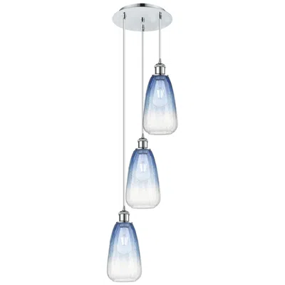 Innovations Lighting Ballston Brookhaven Almond 13"w 3-lt Chrome Cord Pendant W/ Sapphire Shade