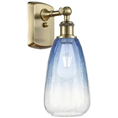 Innovations Lighting Ballston Brookhaven Almond 14"h Brass Sconce With Sapphire Blue Shade