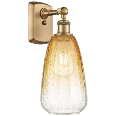 Innovations Lighting Ballston Brookhaven Almond 14"h Brushed Brass Sconce With Amber Shade