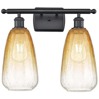 Innovations Lighting Ballston Brookhaven Almond 16"w 2-lt Black Bath Light W/ Amber Shade
