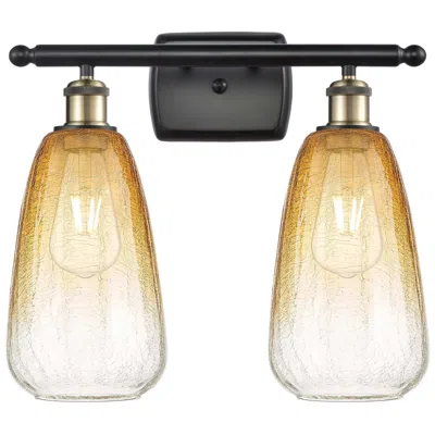 Innovations Lighting Ballston Brookhaven Almond 16"w 2-lt Black Brass Vanity W/ Amber Shade