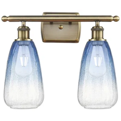 Innovations Lighting Ballston Brookhaven Almond 16"w 2-lt Brass Vanity W/ Sapphire Shade