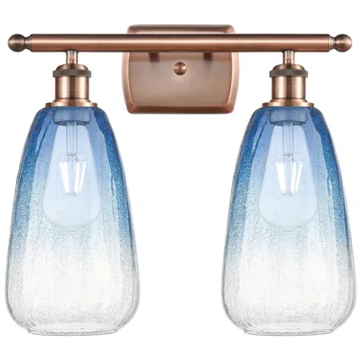 Innovations Lighting Ballston Brookhaven Almond 16"w 2-lt Copper Vanity W/ Sapphire Shade