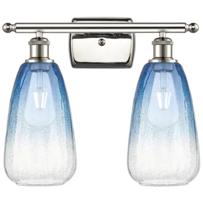Innovations Lighting Ballston Brookhaven Almond 16"w 2-lt Polished Nickel Vanity W/ Blue Shade