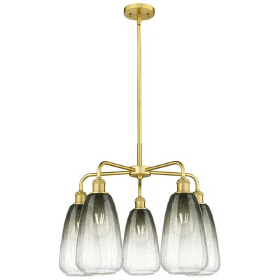 Innovations Lighting Ballston Brookhaven Almond 25"w 5 Light Gold Stem Chandelier W/ Slate Shade