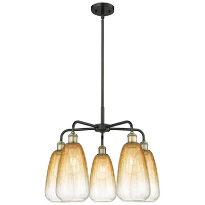 Innovations Lighting Ballston Brookhaven Almond 25"w 5-lt Black Brass Chandelier W/ Amber Shade