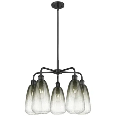 Innovations Lighting Ballston Brookhaven Almond 25"w 5-lt Black Stem Chandelier W/ Slate Shade