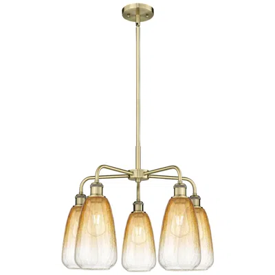 Innovations Lighting Ballston Brookhaven Almond 25"w 5-lt Brass Stem Chandelier W/ Amber Shade In Gold
