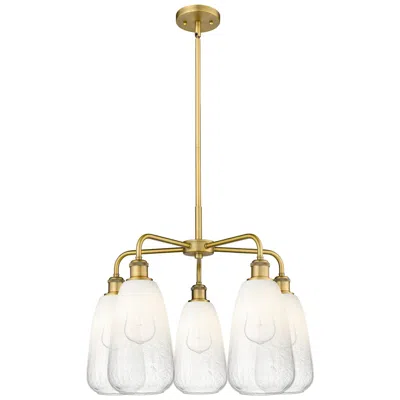 Innovations Lighting Ballston Brookhaven Almond 25"w 5-lt Brush Brass Chandelier W/ Opal Shade