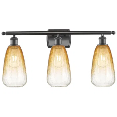 Innovations Lighting Ballston Brookhaven Almond 26"w 3-lt Oiled Bronze Vanity W/ Amber Shade