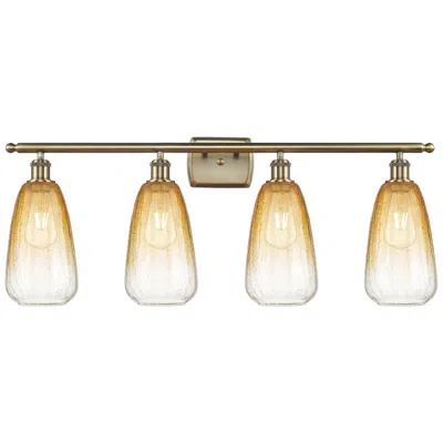 Innovations Lighting Ballston Brookhaven Almond 36"w 4 Light Brass Vanity W/ Amber Shade