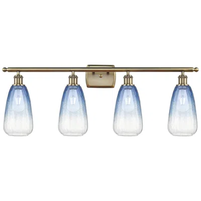 Innovations Lighting Ballston Brookhaven Almond 36"w 4 Light Brass Vanity W/ Sapphire Shade