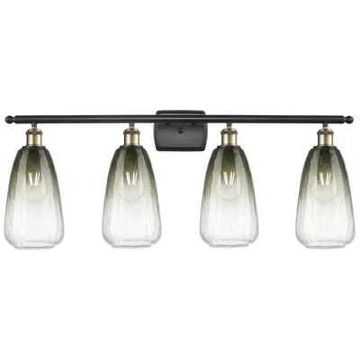 Innovations Lighting Ballston Brookhaven Almond 36"w 4-lt Black Brass Vanity W/ Slate Shade