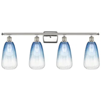 Innovations Lighting Ballston Brookhaven Almond 36"w 4-lt Polished Nickel Vanity W/ Blue Shade