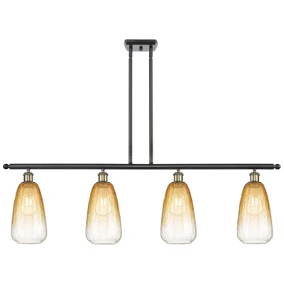 Innovations Lighting Ballston Brookhaven Almond 48"w 4-lt Black Brass Stem Island W/ Amber