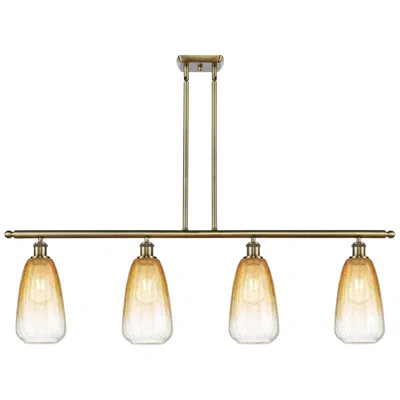 Innovations Lighting Ballston Brookhaven Almond 48"w 4-lt Brass Stem Island Light W/ Amber Shade In Multi