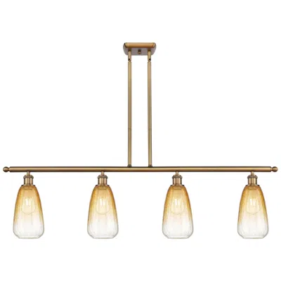 Innovations Lighting Ballston Brookhaven Almond 48"w 4-lt Brush Brass Stem Island W/ Amber In Gold
