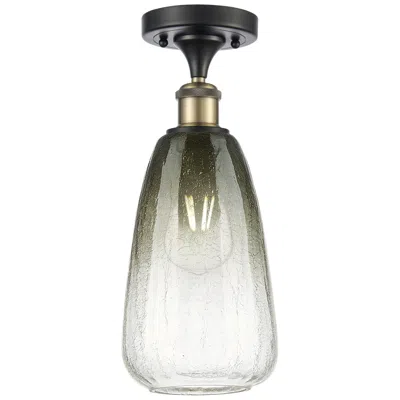 Innovations Lighting Ballston Brookhaven Almond 6"w Black Brass Semi-flush W/ Slate Shade