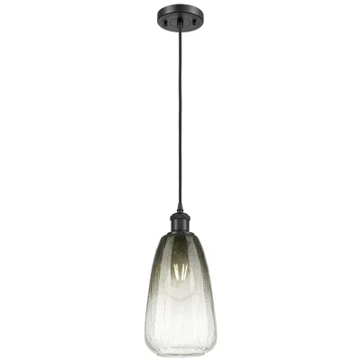 Innovations Lighting Ballston Brookhaven Almond 6"w Black Cord Mini Pendant W/ Slate Shade