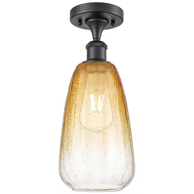 Innovations Lighting Ballston Brookhaven Almond 6"w Black Semi.flush Mount W/ Amber Shade