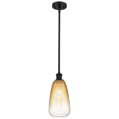 Innovations Lighting Ballston Brookhaven Almond 6"w Black Stem Mini Pendant W/ Amber Shade