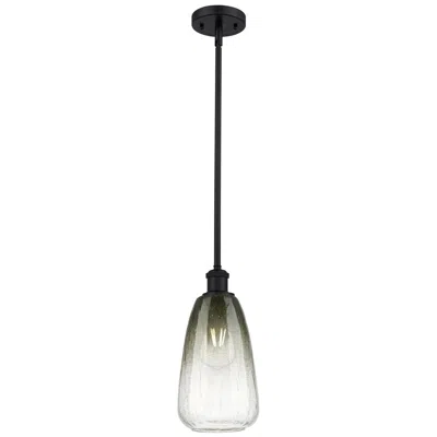 Innovations Lighting Ballston Brookhaven Almond 6"w Black Stem Mini Pendant W/ Slate Shade