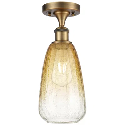 Innovations Lighting Ballston Brookhaven Almond 6"w Brushed Brass Semi-flush W/ Amber Shade