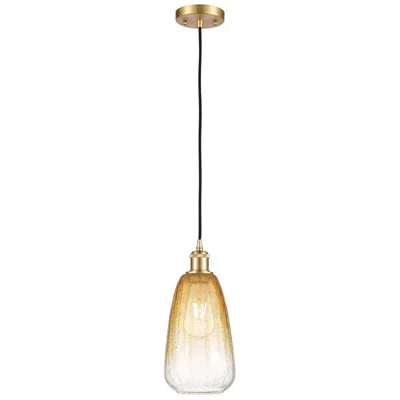Innovations Lighting Ballston Brookhaven Almond 6"w Gold Cord Mini Pendant W/ Amber Shade
