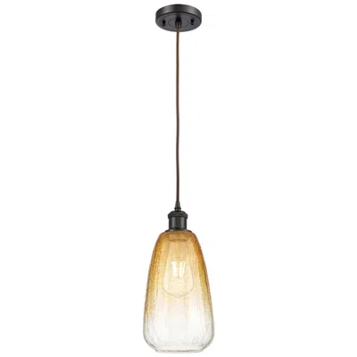 Innovations Lighting Ballston Brookhaven Almond 6"w Oiled Bronze Cord Pendant W/ Amber Shade