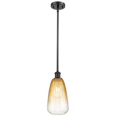 Innovations Lighting Ballston Brookhaven Almond 6"w Oiled Bronze Stem Pendant W/ Amber Shade