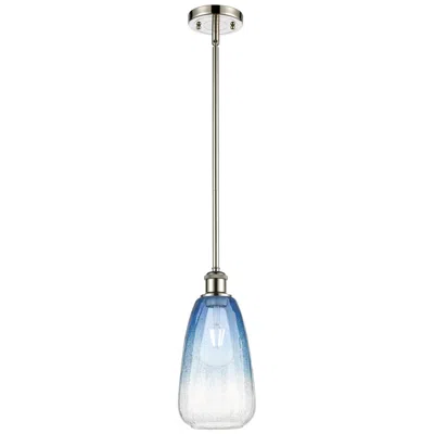 Innovations Lighting Ballston Brookhaven Almond 6"w Polished Nickel Stem Pendant W/ Blue Shade