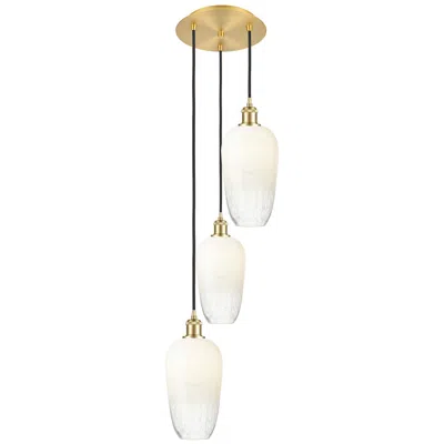 Innovations Lighting Ballston Brookhaven Flute 14"w 3 Light Gold Cord Pendant W/ Opal Shade