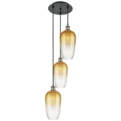 Innovations Lighting Ballston Brookhaven Flute 14"w 3-lt Black Brass Cord Pendant W/ Amber