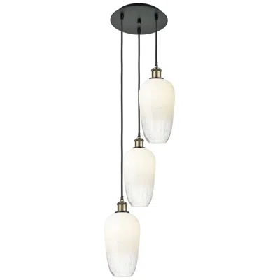 Innovations Lighting Ballston Brookhaven Flute 14"w 3-lt Black Brass Cord Pendant W/ Opal Shade