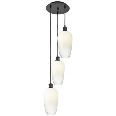 Innovations Lighting Ballston Brookhaven Flute 14"w 3-lt Black Cord Pendant W/ Opal Shade