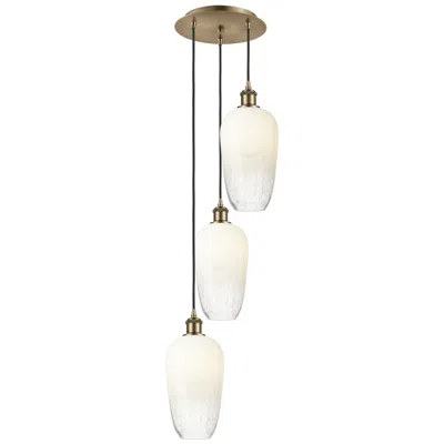 Innovations Lighting Ballston Brookhaven Flute 14"w 3-lt Brass Cord Pendant W/ Opal Shade