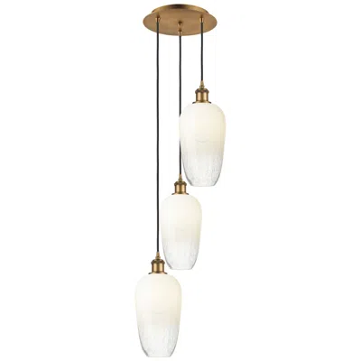 Innovations Lighting Ballston Brookhaven Flute 14"w 3-lt Brush Brass Cord Pendant W/ Opal Shade