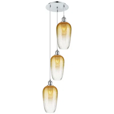 Innovations Lighting Ballston Brookhaven Flute 14"w 3-lt Chrome Cord Pendant W/ Amber Shade