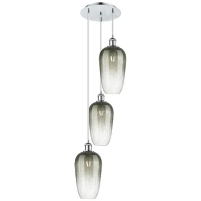 Innovations Lighting Ballston Brookhaven Flute 14"w 3-lt Chrome Cord Pendant W/ Slate Shade