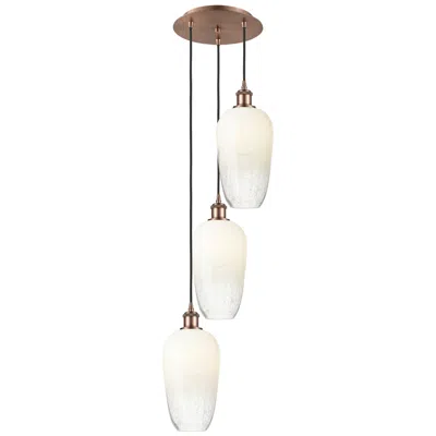 Innovations Lighting Ballston Brookhaven Flute 14"w 3-lt Copper Cord Pendant W/ Opal Shade