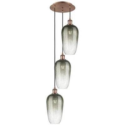 Innovations Lighting Ballston Brookhaven Flute 14"w 3-lt Copper Cord Pendant W/ Slate Shade