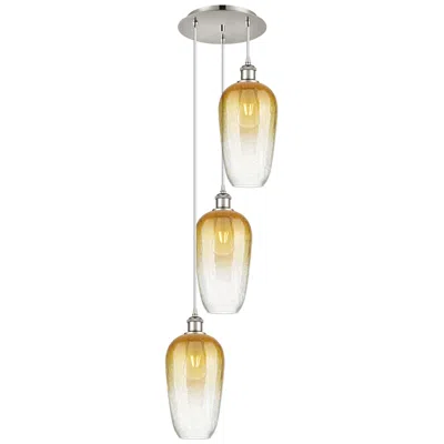 Innovations Lighting Ballston Brookhaven Flute 14"w 3-lt Polish Nickel Cord Pendant W/ Amber