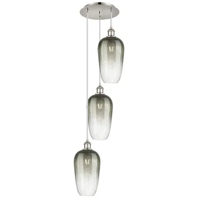 Innovations Lighting Ballston Brookhaven Flute 14"w 3-lt Polish Nickel Cord Pendant W/ Slate