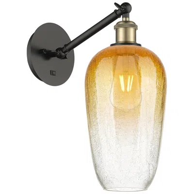 Innovations Lighting Ballston Brookhaven Flute 15"h Black Brass Swivel Sconce W/ Amber Shade