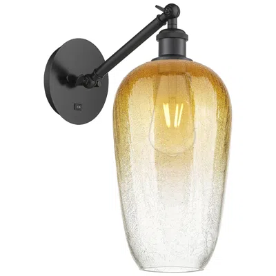Innovations Lighting Ballston Brookhaven Flute 15"h Black Swivel Sconce W/ Amber Shade