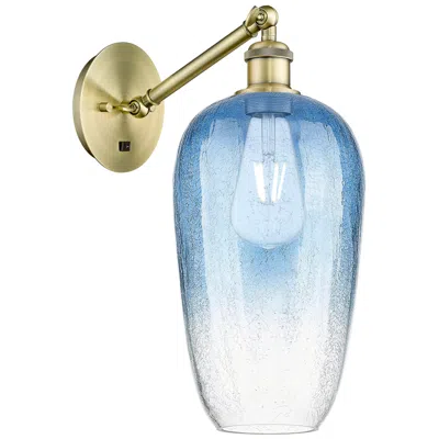 Innovations Lighting Ballston Brookhaven Flute 15"h Brass Swivel Sconce With Sapphire Shade