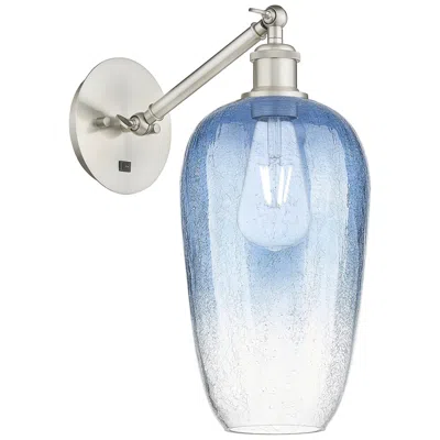 Innovations Lighting Ballston Brookhaven Flute 15"h Nickel Swivel Sconce W/ Sapphire Shade